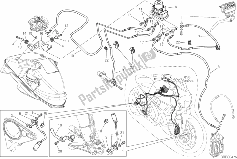 Tutte le parti per il Impianto Frenante Abs del Ducati Diavel Carbon FL USA 1200 2017